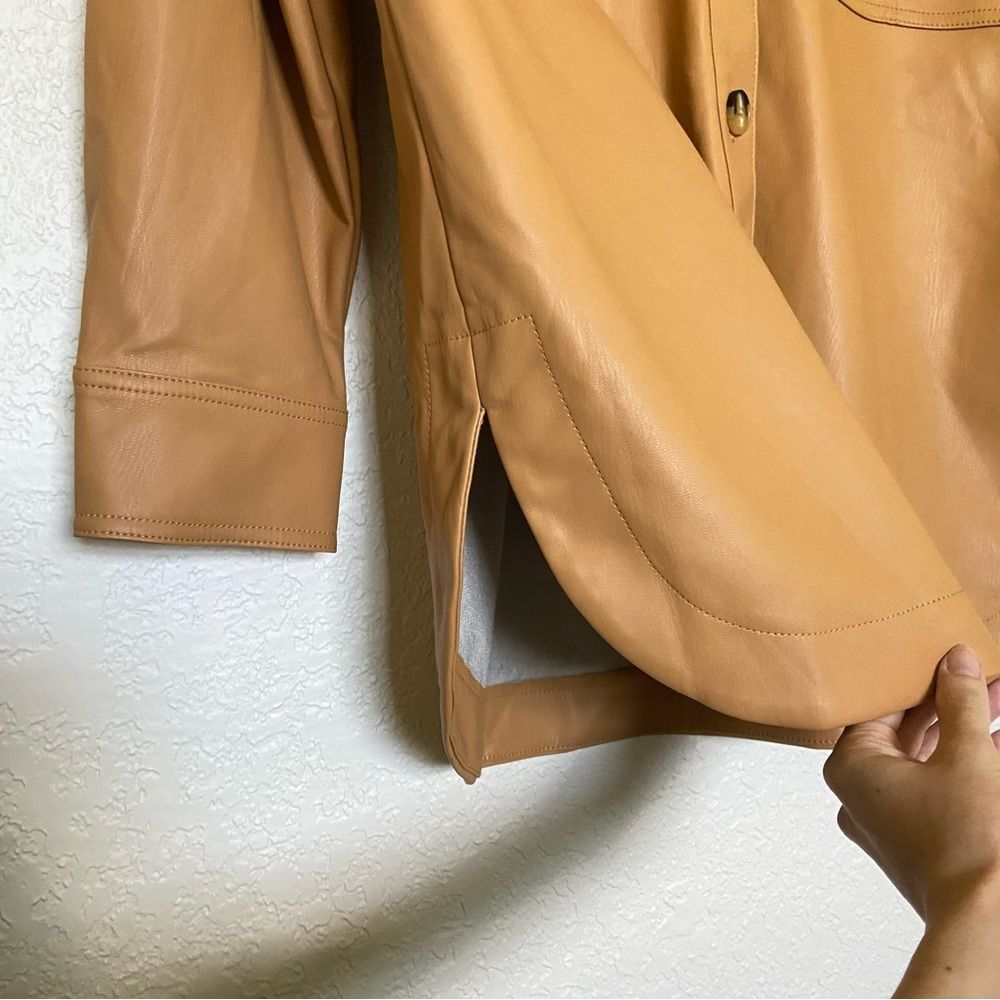 Anthropologie Maeve Faux Leather Oversized Shirt Jacket - Picture 9 of 15